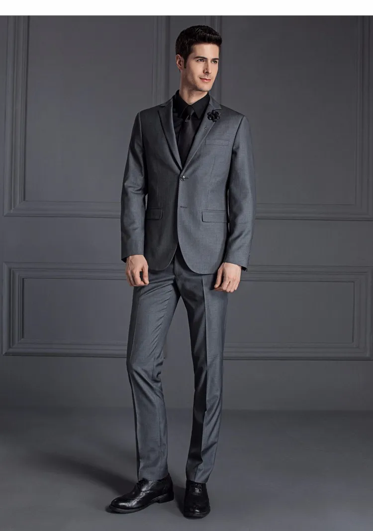 Fashion new men's gray wedding dress and men's office suite work fine 2 Piece Set factory tailor-made