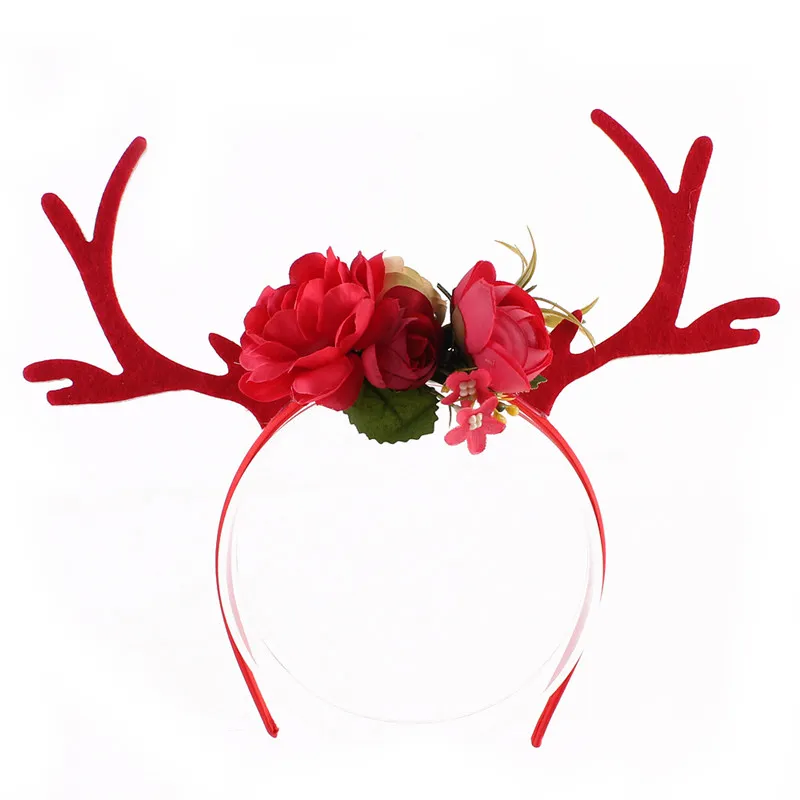 Orecchio fascia Regalo di Natale Donne Girs Kid Natale Deer Antlers costume fascia dei capelli del partito Nuovo caldo floreale Hairband