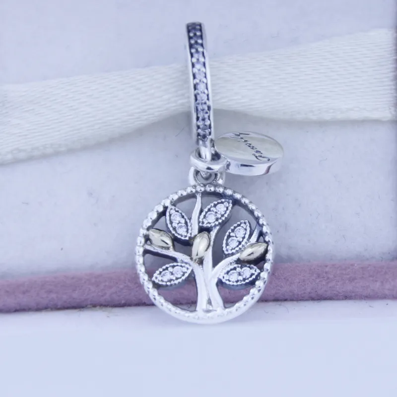 YENI 100% Otantik 925 ayar gümüş boncuk 14 k altın ve gümüş aile dangle Charm pandora bilezikler DIY moda toptan için Uyar