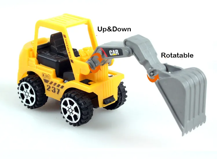 Mini Engineering Truck Model Toy, Tractor Shovel, Road Roller, Excavator, Crusher, Timber Grab Machine, 6 Styles, for Xmas Kid Birthday Gift