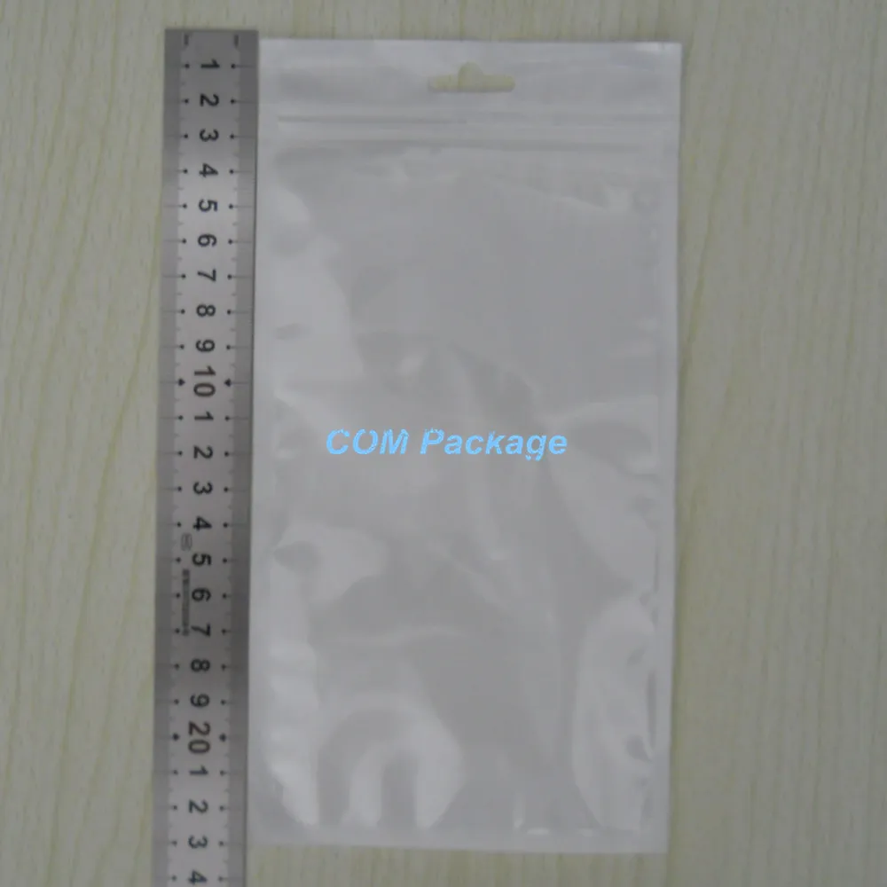 12x23cm 4.7"x9.1" White / Clear Self Seal Zipper Lock Bag Retail Packaging Plastic Zipper Seal Packing Pouch Poly Bag With Hang Hole