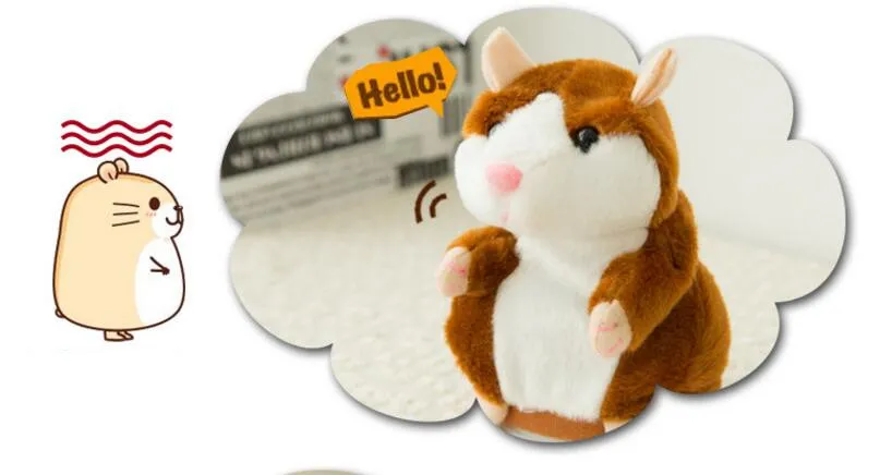 Carino 15 centimetri Anime Talking Hamster Peluche Cartoon Doll Toys Kawaii Speak Talking Sound Record criceto Parlando di regali di Natale bambini Bambini