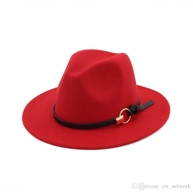 Nowa Moda Czapki Jazzowe Kapelusze Klasyczne Top Czapki Dla Mężczyzn Kobiety Eleganckie Solid Solid Fedora Hat Band Szeroki Płaski Brim Stylowy Trilby Panama Caps