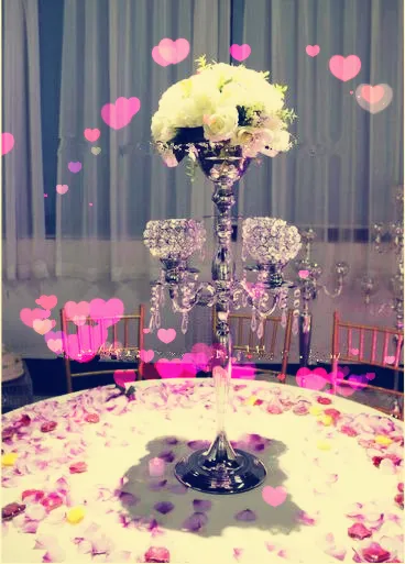 Bästsäljande Crystal Ball Wedding Candelabra, Tall Wedding Silvery Candelabra Wedding Centerpiece