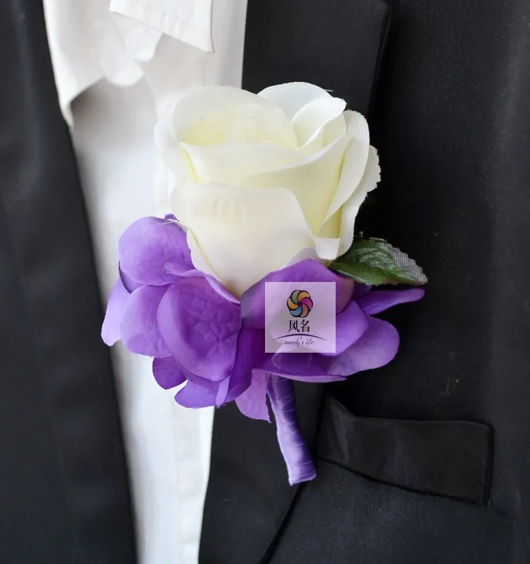 Vintage Groom Boutonniere Groom Corsage Flower Brooches Groom Wear & Accessories Handmade Custom-made Matched Bride Wrist Flower Available