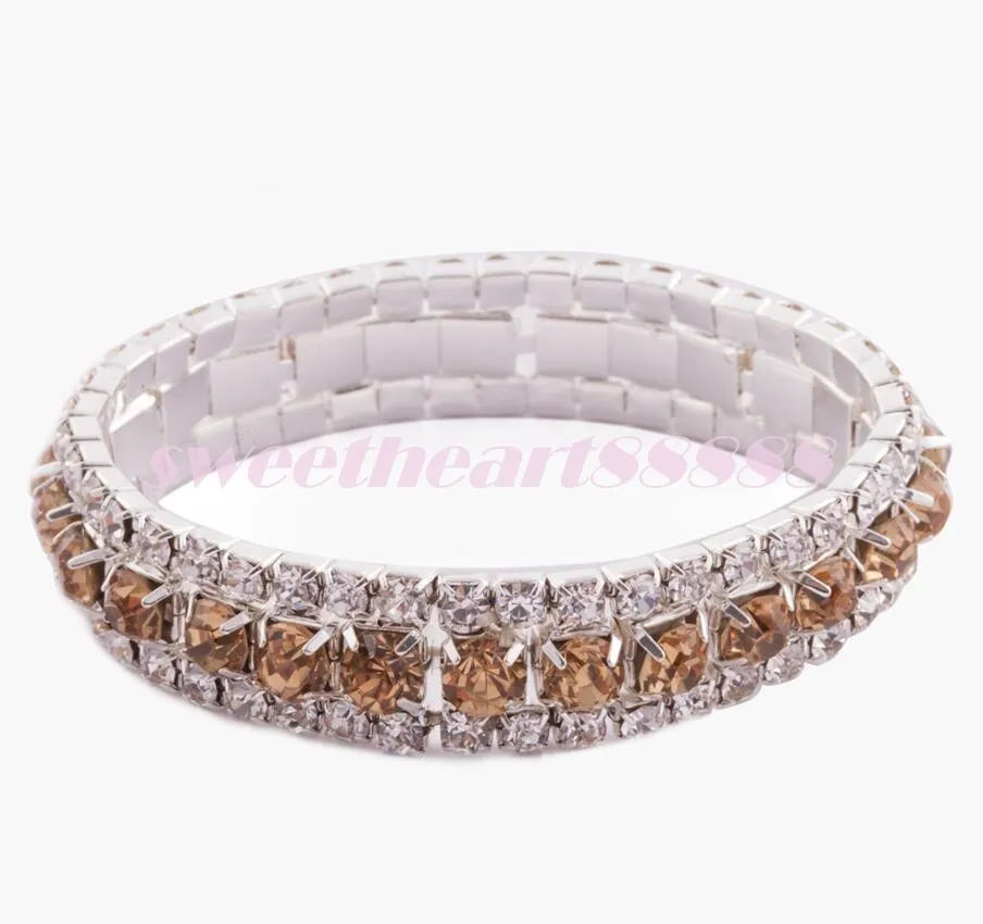 Nuovi i moda donna 3 file strass cristallo rifiniture tennis primavera bracciali 6 pollici gioielli