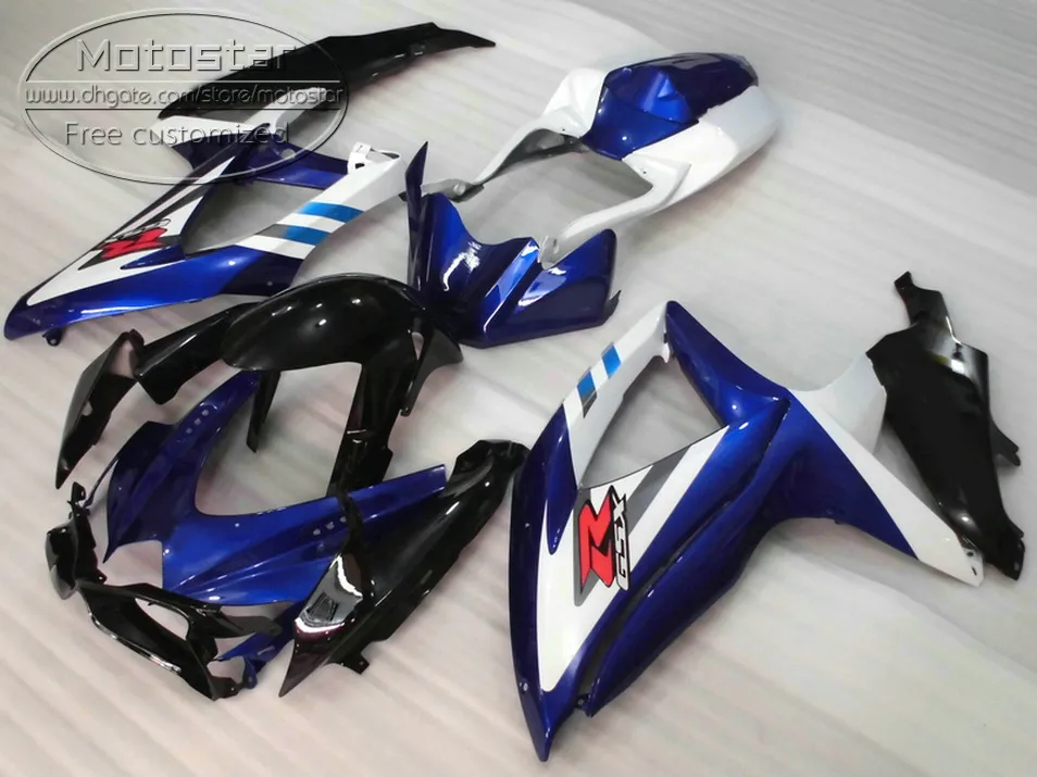 ABS-kerset voor Suzuki GSX-R750 GSX-R600 2008 2009 2010 K8 K9 White Black Blue Backings Set GSXR 600 750 08-10 FA2