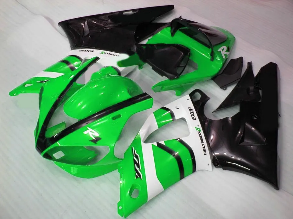 Kit de carénage en plastique pour YAMAHA 2000 2001 YZF R1 YZF1000 00 01, pièces de moto vert blanc noir RQ66 + 7 cadeaux