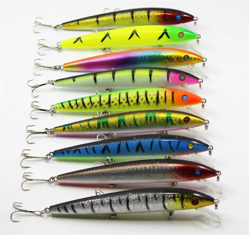 Drag Minnow Swimbait Fishing Lure with 3 hooks 12cm 13 8g Bass Crank Bait Freshwater Crankbait233T