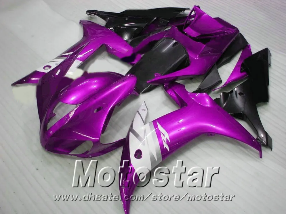 Injektion Gratis Frakt Fairing Kit för Yamaha YZF-R1 2002 2003 Lila Vit Svart Motobike Fairings Set YZF R1 02 03 HS3