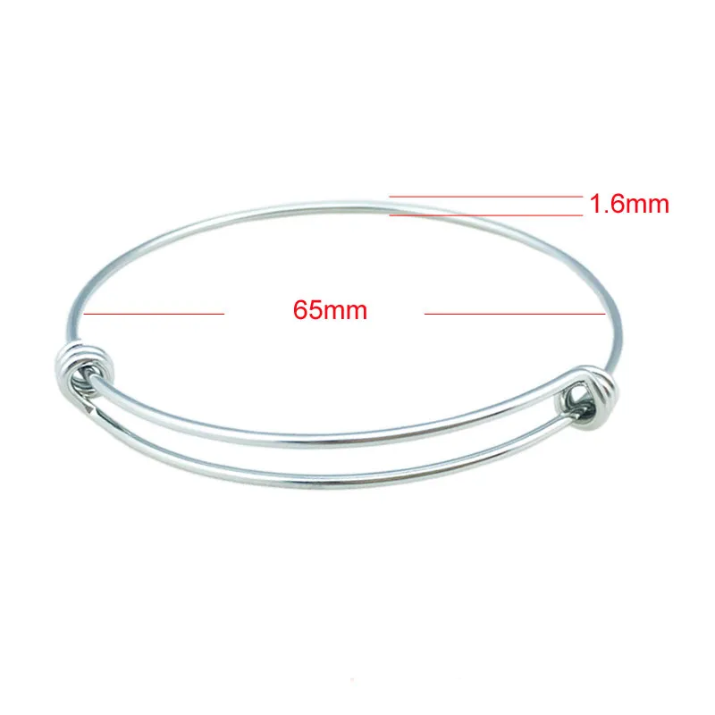 Edelstahl DIY Charm Armreif 50-65mm Schmuck Finden Erweiterbare Einstellbare Draht Armreifen Armband Großhandel