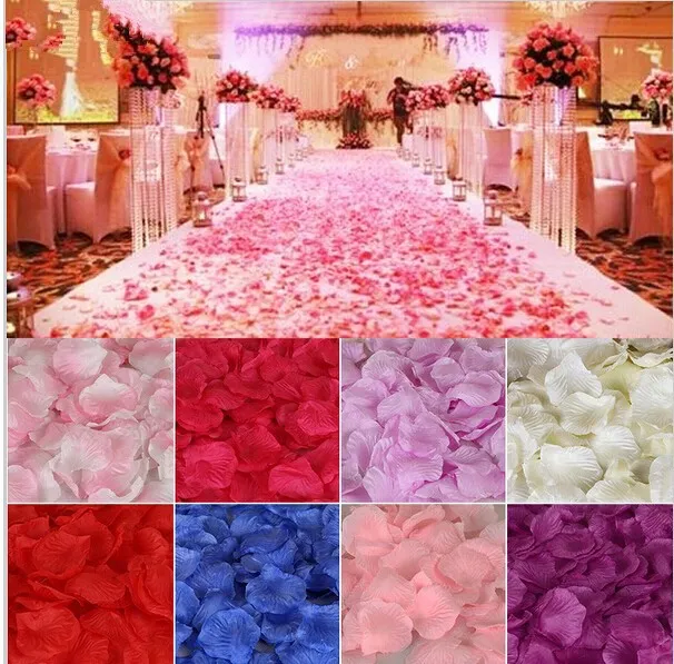 Artificial Silk Rose Petals Wedding Petal Flowers Party Decorations Garlands Gold Champagne 52 Colors Events Accessories 5cm MIC 1000pcs