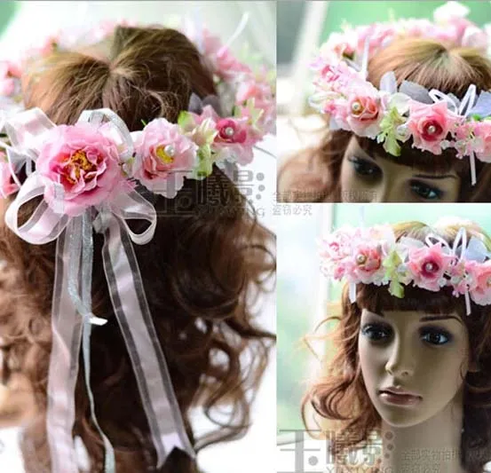 Akcesoria ślubne 2015 włosy kwiaty 3d ręcznie wykonane kwiaty różowe sztuczne kwiaty akcesoria do włosów Dhyz 01