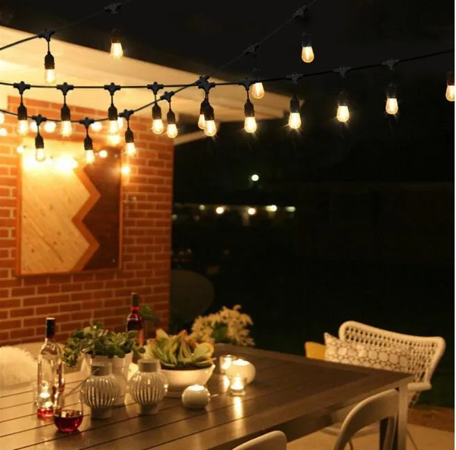 10M 12pc LED Birne wasserdichte IP65 Schnur beleuchtet Innenaußenhandelsgrad E26 E27 Straßen-Garten-Patio-Hinterhof-Feiertags-Schnur-Beleuchtung