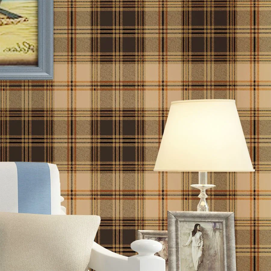 England grid wallpaper British American pastoral Scottish plaid non-woven wallpaper living room modern bedroom wallpaper