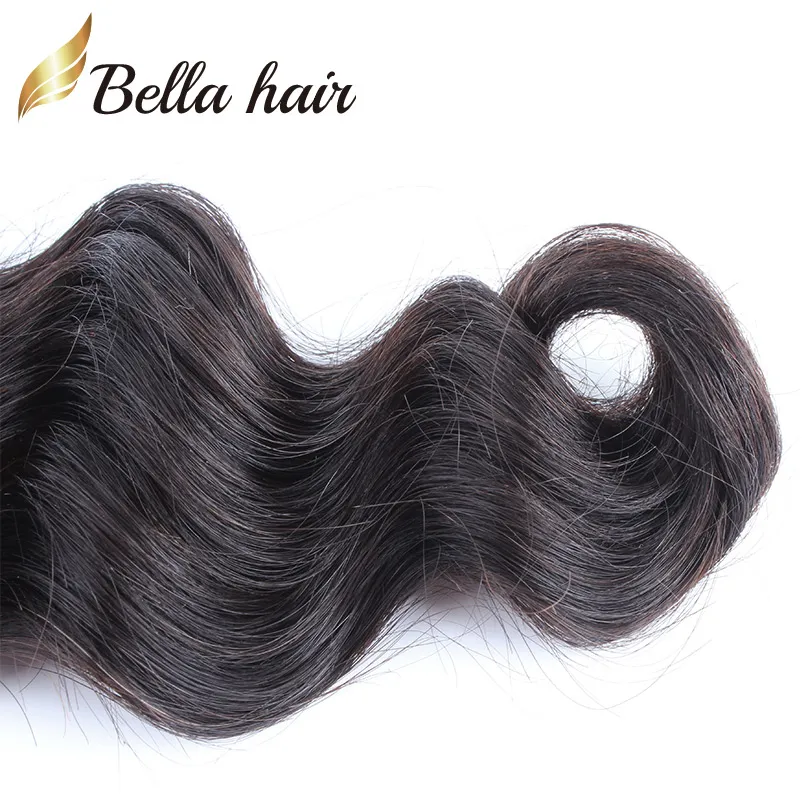 Peruvian Virgin Human Haft Weft Weave Extensions Naturlig färg Virgin Hårbuntar Lossa Deep Wave Bellahair Bulk Partihandel