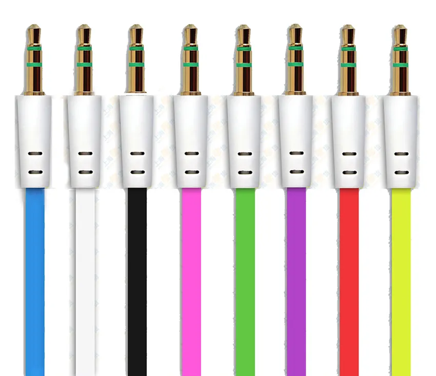 3.5mm aux cable flat cable audio cable for speaker device 1 meter colorful