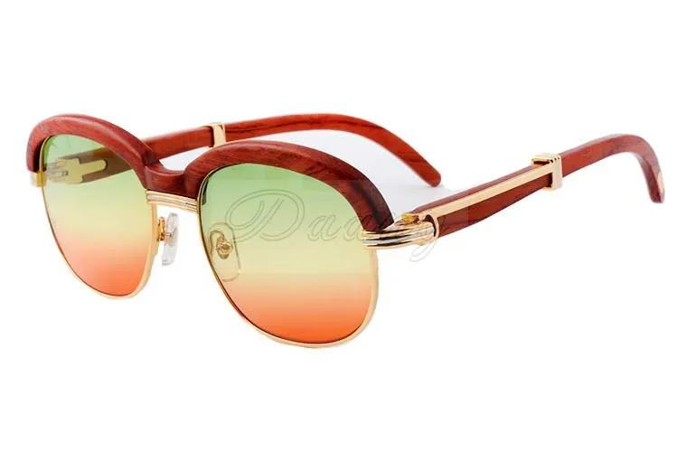 Nuevas gafas de sol de alta calidad con leggings naturales, gafas de sol de gama alta de moda de marco completo de madera 1116728 Tamaño: 60-18-135mm