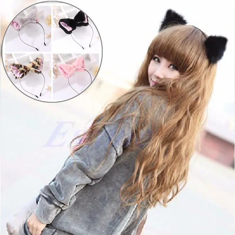 New Cute Cat Fox Ear Long Fur Hair Headbands For Gilrs Anime Cosplay Party Costume Prop Hair Accessories