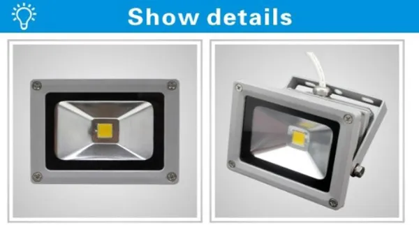 DHL IP65 Waterproof 10W Led Floodlight Outdoor Project Lamp Power Floodlights RGB Warm/Cool White 10W COB Chip 85-265V Super Bright light 00
