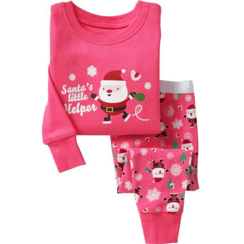 Natal Pijamas Crianças Outono Inverno Crianças Pijamas Roupas Crianças Infant Tops + Pants Set equipamento de Papai Noel do bebê do Natal Outfit