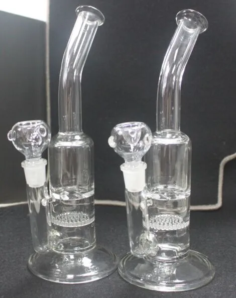 Vente chaude 20cm verre tuyau courbé eau Bong recycleur tuyaux en verre 14.5mm Joint huile plates-formes vortex écran pièce verre clair bongs