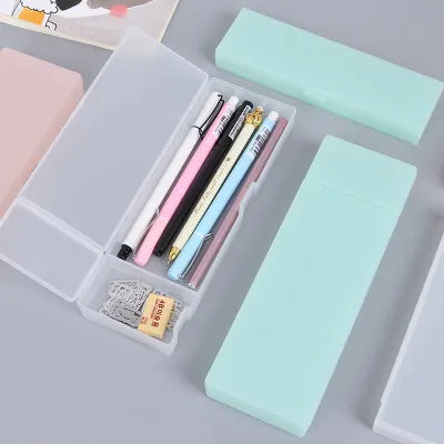 Colorful Candy Clear Pencil Bags Transparent Plastic Pen Case Box