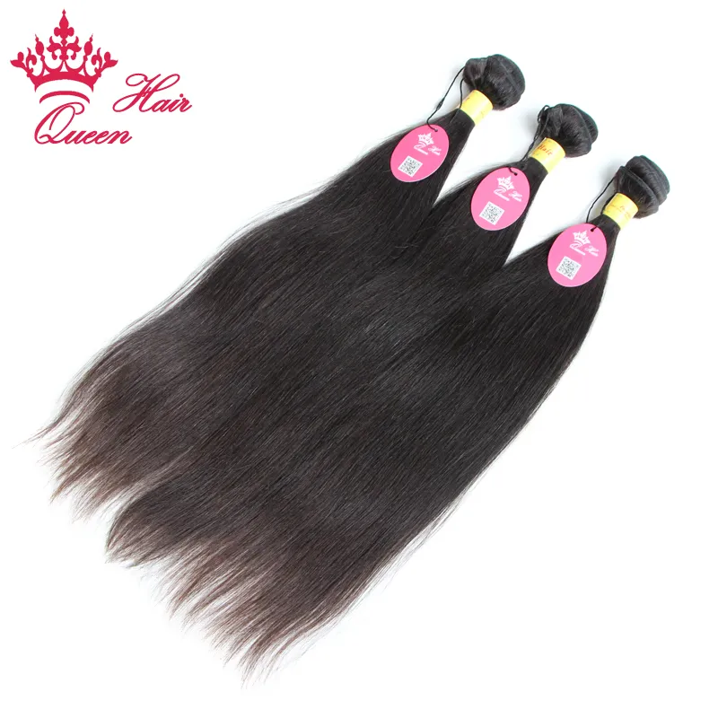 Queen Hair Hot Selling Obehandlat Peruvian Virgin Mänsklig Hår Straight 4 st / Peruvian Virgin Hair Weaves Tjock Bundle Soft