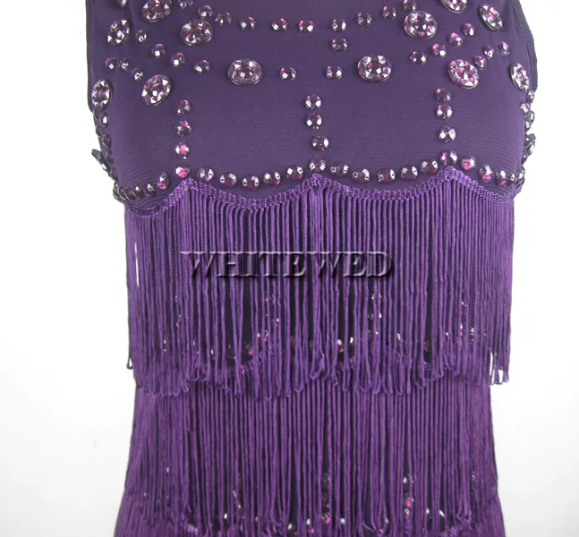 Roaring 20s 1920s Strapless Tassel Fringe Beaded Vintage Gatsby Prom Flapper Style Klänning Kläder eller Kostymer Svart Lila Röd Blå