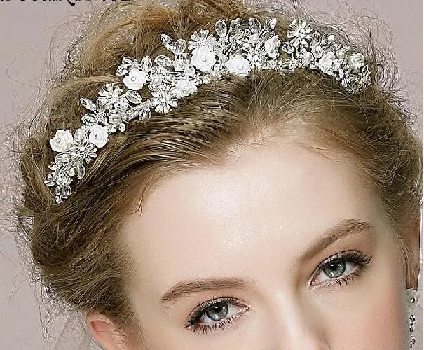 Tiara Bridal Crowns Ювелирные Изделия романтический горный хрусталь тиара свадебные свадебные аксессуары для вечеринки ювелирные изделия свадебные аксессуары для вечеринки платье HT031