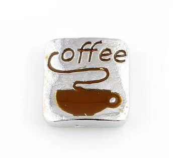 20 sztuk / partia Coffee Alloy Floating Locket Charms Fit dla DIY Glass Glass Living Memory Locket Najlepszy prezent