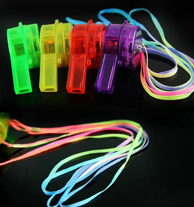 Ship LED Light Up 632cm Whistle Flashing Glow Sport Whistle with Strap Lanyard Necklace For Party Concert Disco Weddin3910945