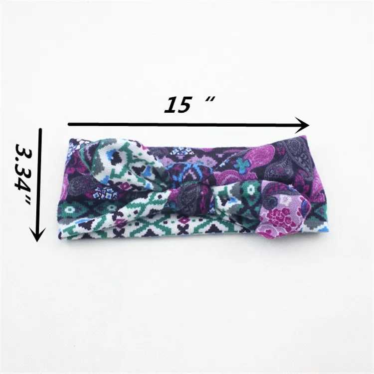 10 cor Meninas Bow Headband Bohemian coelho Hairband flor lepoard impressa do bebê 15 * 3,34 polegadas Turban recém-nascido Cotton Envoltório principal FD6573