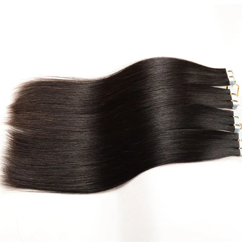 Peruaanse Menselijk haar Zijde rechte golf 14-26 ''Huid Inslag 10ATape in hair Extensions donkerbruin #2 3g per stuk 80 stks L250K