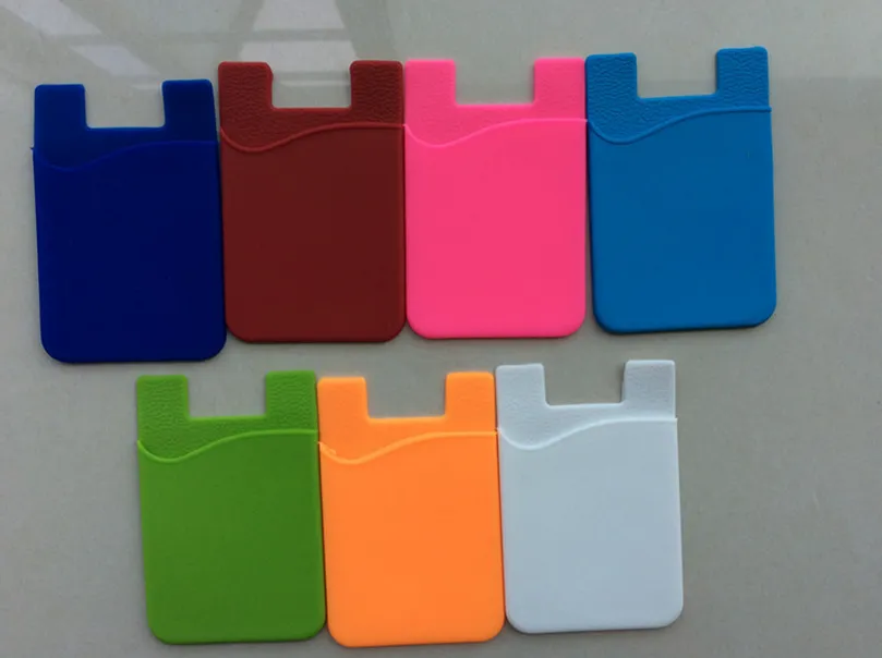 50 sztuk/partia silikonowy portfel na smartfony etui na karty kredytowe Stick-On portfel inteligentne silikonowe etui na telefon komórkowy uniwersalny 3M lepki