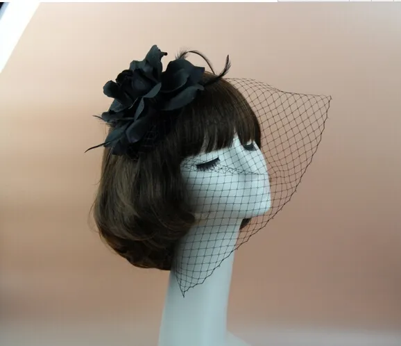 Cappello da donna con velo in rete, con fermaglio per capelli