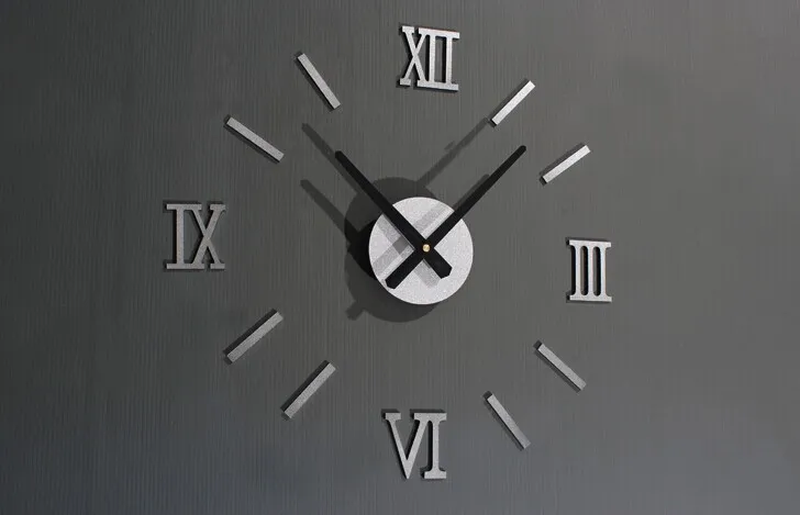Metallic DIY Fun Clock Creative Fashion Wandklok Europese Romeinse cijfers DIY Wandklok