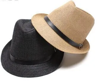 Unisex Women Men Casual Beach Straw Panama Jazz Hat Cowboy Fedora Cap, 10st / Lot Gratis frakt