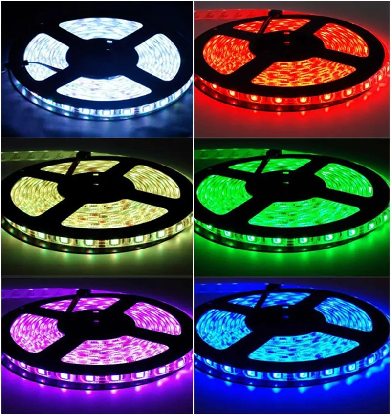 LED Strip Light 5m / kilt 10m / kits Flexibele SMD 5050 RGB 12V 150LEDS Waterdichte 30Leds / M met Controller en 3A-adapter