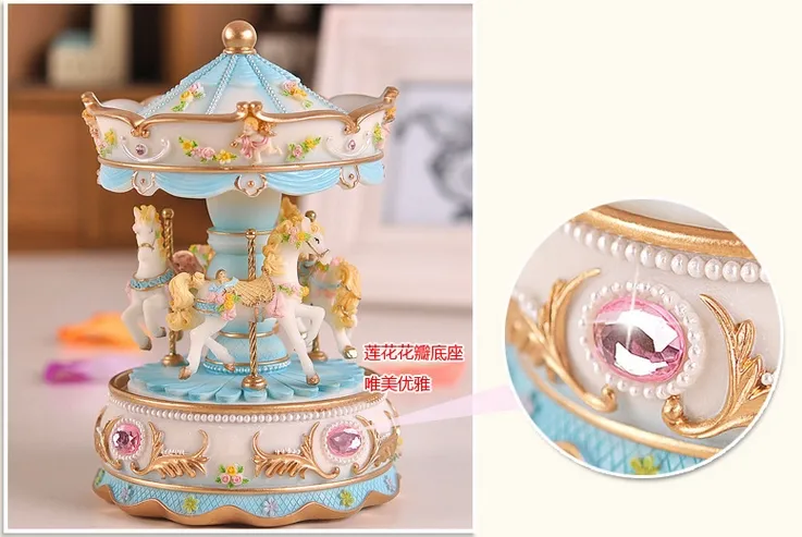LED Toys Merry-Go-Round Music Box With LED Light Christmas Valentine Birthday Gifts for Girls Friends Kids7530020