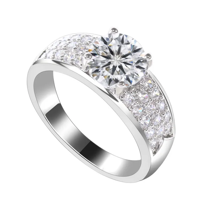 結婚指輪925スターリングシルバーメッキオーストリアクリスタル結婚指輪ホワイトゴールドキュービックジルコニアダイヤモンドサファイアジェムストーンリング