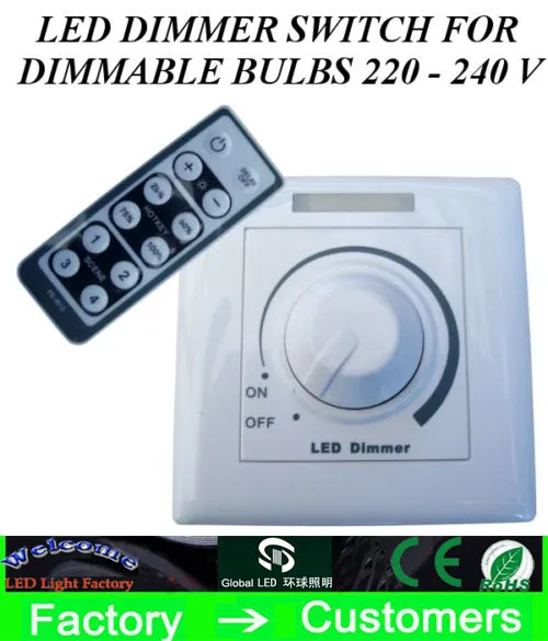 2015 New arrive LED Dimmer switch With IR Remote Controller for dimmable bulbs SMD or COB LED Light Strips 220 - 240 V