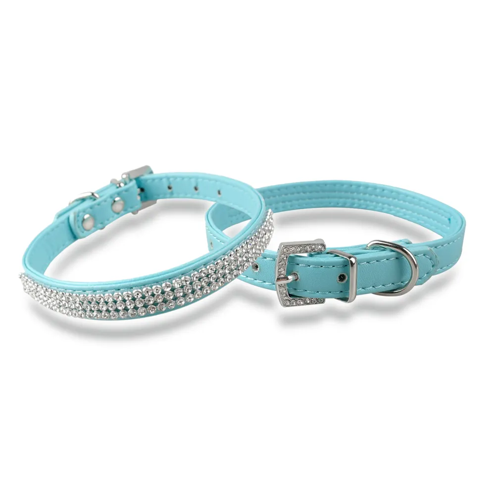 Hot selling Rhinestone diamante dog collars fashion PU leather jewelry Pet collar Puppy Necklace 4 Sizes 