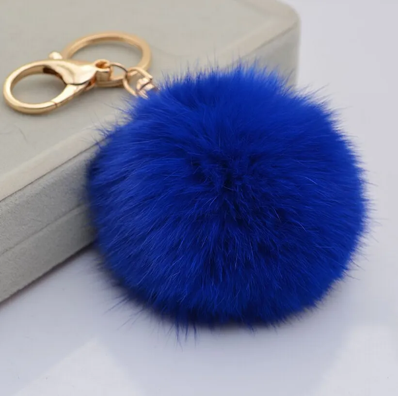 Bola de pele de coelho genuíno chaveiro moda keychain mulheres bolsa bolsa carinho chaveiro chaveiro anel saco acessórios trinket