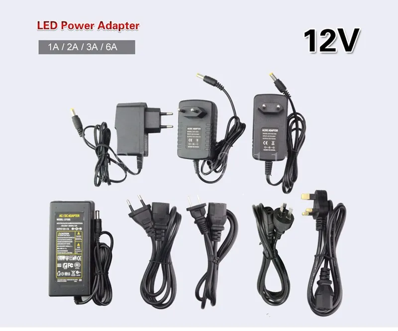 Edison2011 AC DC Lighting Transformers Adapter AC100240V to DC12V 1A Converter Adaptor Charger Power Supply EU Plug Black3587273