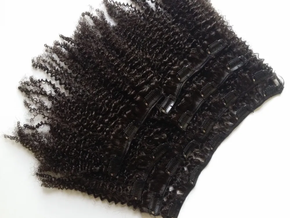 Peruaanse Kinky Curly Clip In Human Hair Extensions 100% Human Hair 7 stks veel 120g geen verlies G-EASY