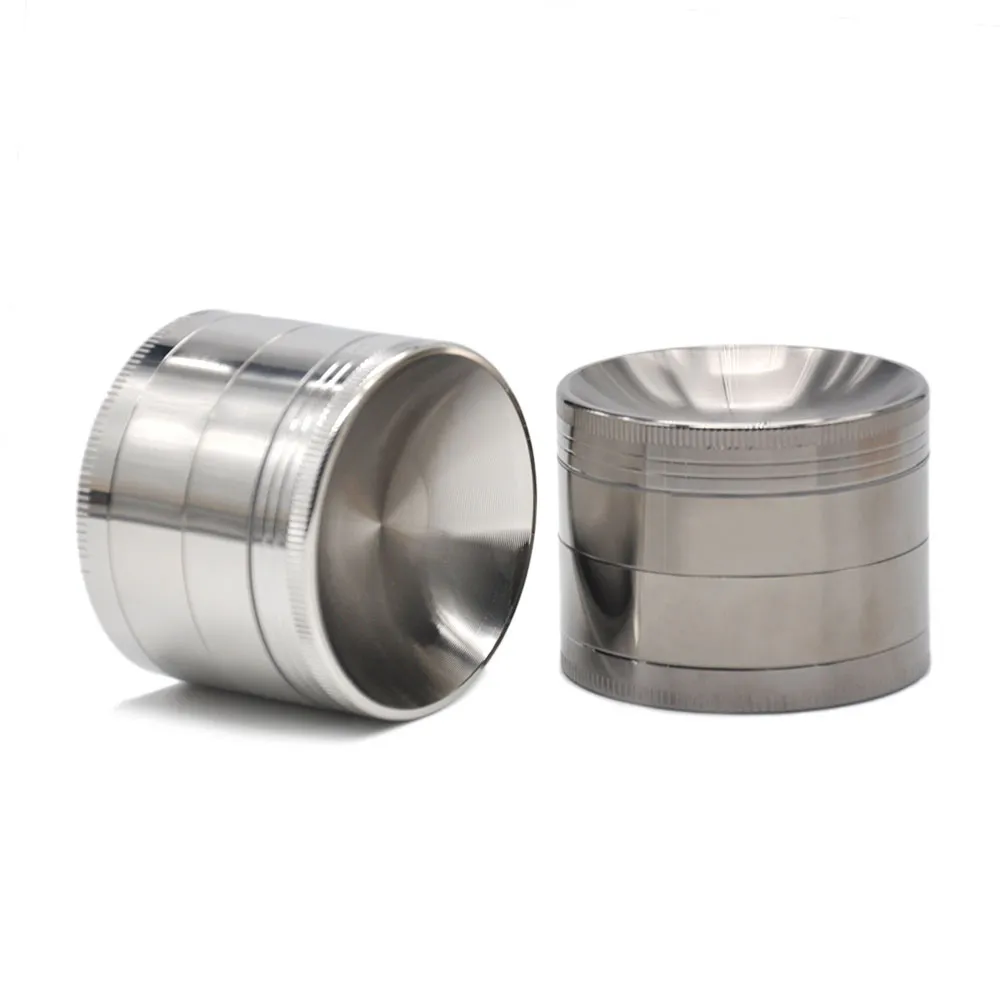 Multi Functional Debross Cap 4 Delar 50mm Zinc Alloy CNC Metal Herb Grinder Crusher Tobacco Spice Chrom CHRUSHER