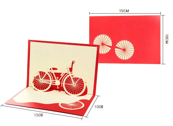 Velo 3d Pop Up Cadeau Salutation 3d Cartes Papier Fait A La Main Silhoue Creative Joyeux