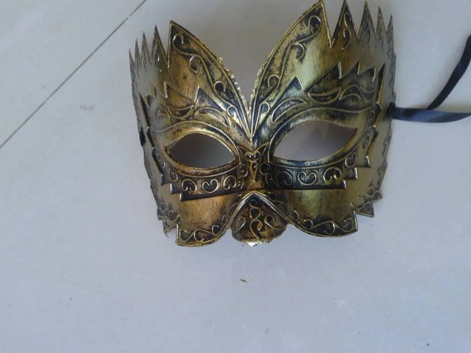 Masque de mascarade pour hommes adultes, classique rétro grec soldat romain masque de gladiateur fête mascarade bal Mardi Gras masque pour les yeux du visage or et argent
