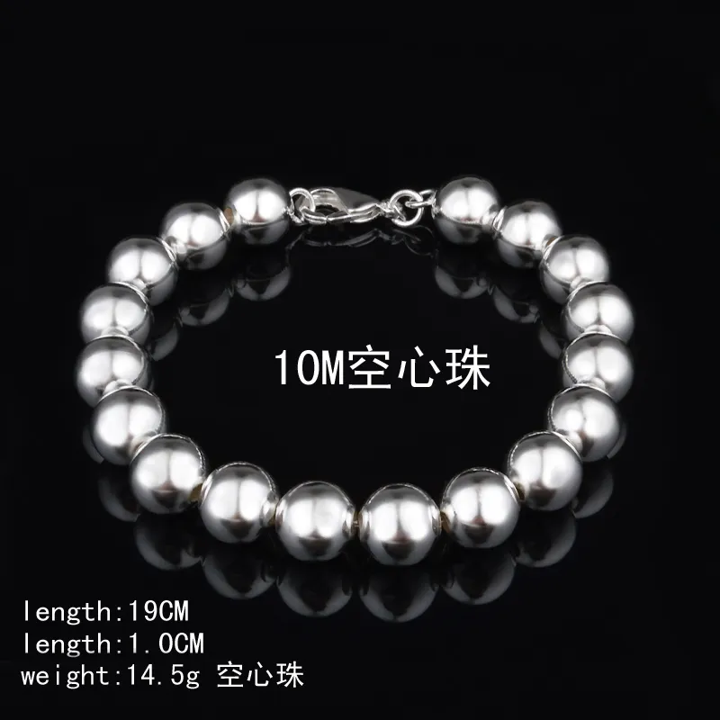 with tracking number Top 925 Silver Bracelet 10M hollow beads Bracelet Silver Jewelry cheap 1559251J